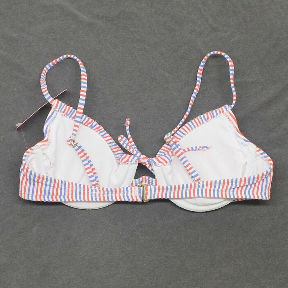 NWT Xhilaration Shirred Underwire Bikini Top Small Red / Blue White Stripe - Picture 3 of 7
